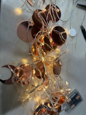 Battery-Operated Copper Disc String Lights - Warm White